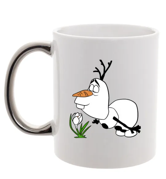 Чашка с цветной ручкой Олаф весна Серебро фото