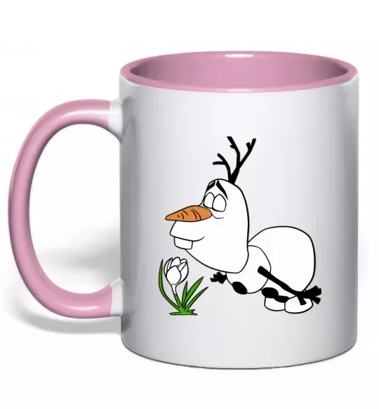 Чашка с цветной ручкой Олаф весна Нежно розовый фото