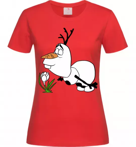 Женская футболка Олаф весна Красный фото