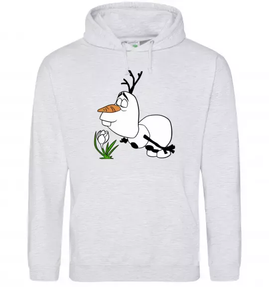 Женская толстовка (худи) Олаф весна Серый меланж фото