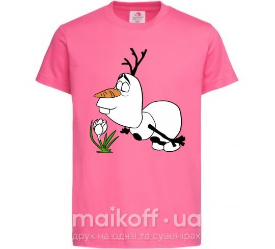 Детская футболка Олаф и весна Ярко-розовый фото