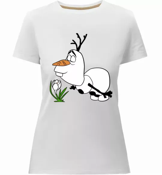 Женская премиум футболка Олаф весна Белый фото