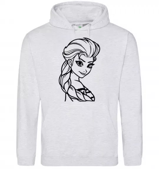 Жіноча толстовка (худі) Ельза портрет Сірий меланж фото