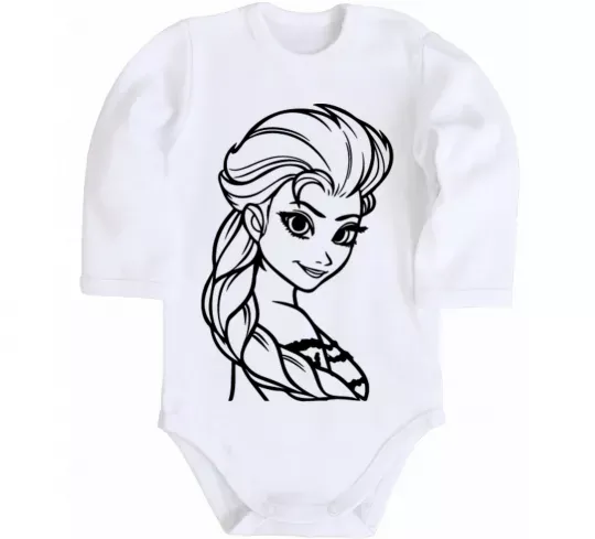 Дитячий бодік Ельза портрет Білий фото