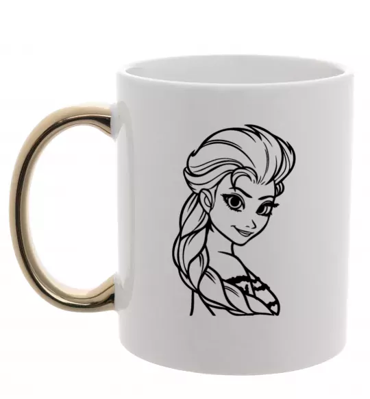 Чашка с цветной ручкой Ельза портрет Золото фото