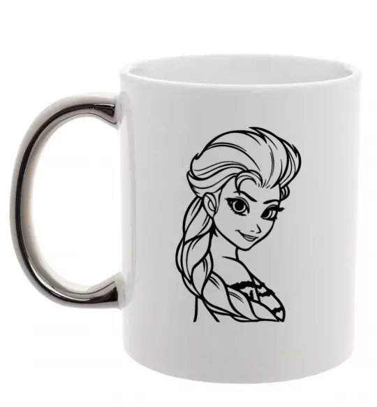 Чашка с цветной ручкой Ельза портрет Серебро фото