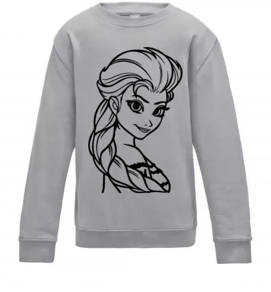 Дитячий світшот Ельза портрет Сірий меланж фото