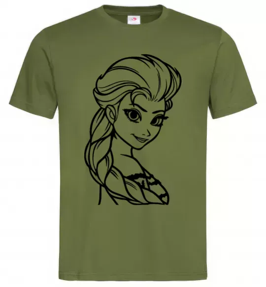 Мужская футболка Ельза портрет Оливковый фото
