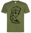 Мужская футболка Ельза портрет Оливковый фото