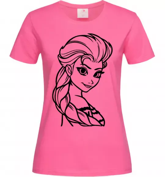 Женская футболка Ельза портрет Ярко-розовый фото