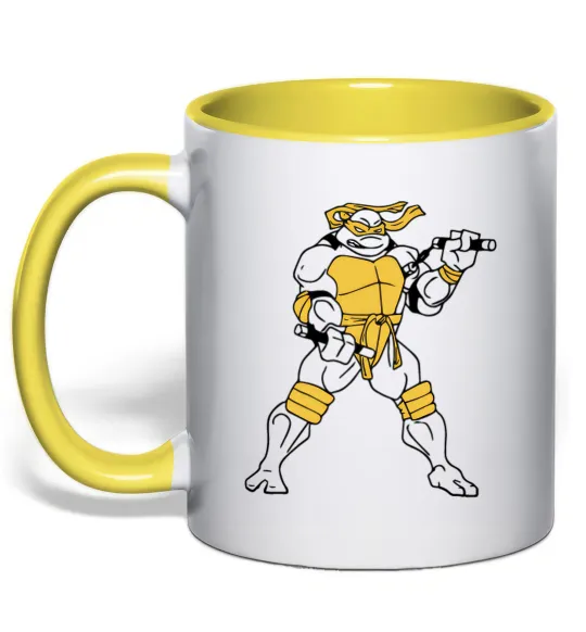 Чашка з кольоровою ручкою Мікеланджело Лимонний фото