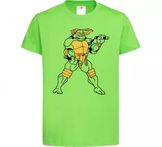 Дитяча футболка Мікеланджело Лаймовий фото