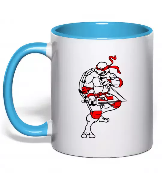 Чашка з кольоровою ручкою Рафаель бій Блакитний фото