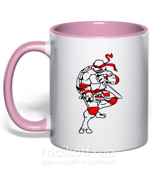 Чашка з кольоровою ручкою Рафаель бой Ніжно рожевий фото