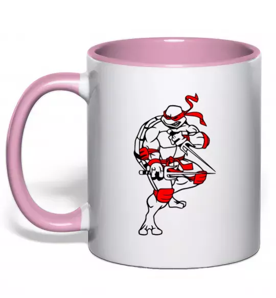 Чашка з кольоровою ручкою Рафаель бій Ніжно рожевий фото