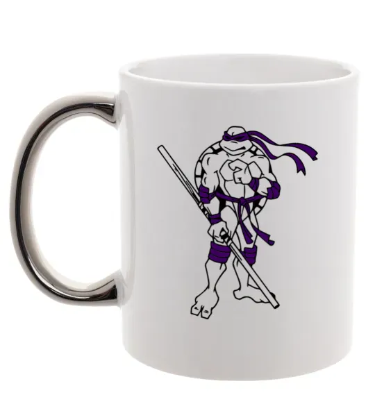 Чашка с цветной ручкой Донателло Серебро фото