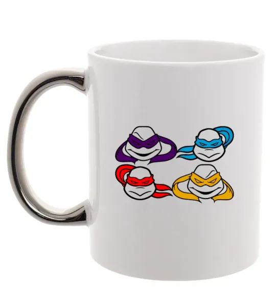 Чашка з кольоровою ручкою Всі черепашки Срібло фото