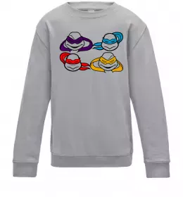 Дитячий світшот Ninja turtles with pizza Сірий меланж фото