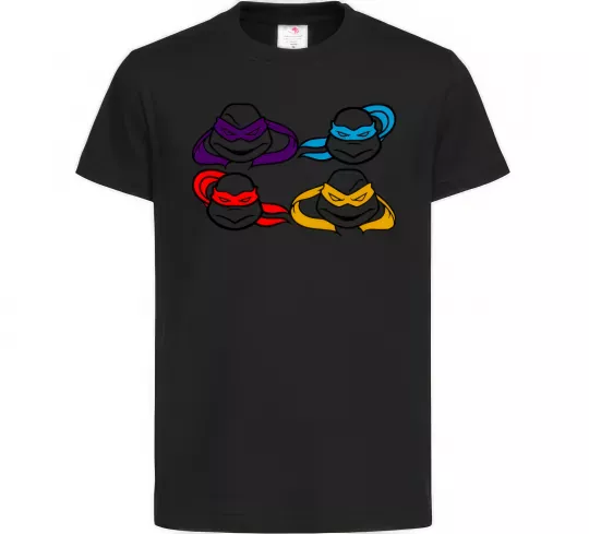 Дитяча футболка Всі черепашки Чорний фото