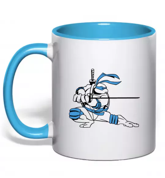 Чашка з кольоровою ручкою Леонардо Блакитний фото