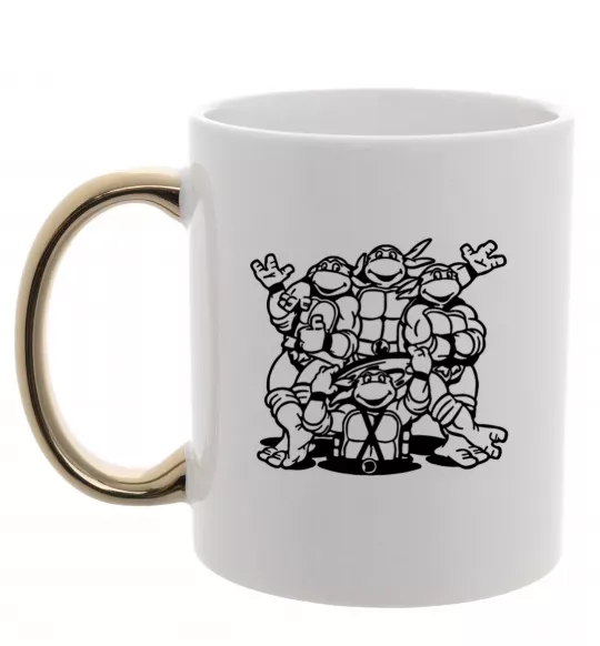 Чашка з кольоровою ручкою Черепашки біля люка Золото фото