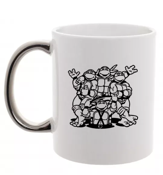 Чашка з кольоровою ручкою Черепашки біля люка Срібло фото