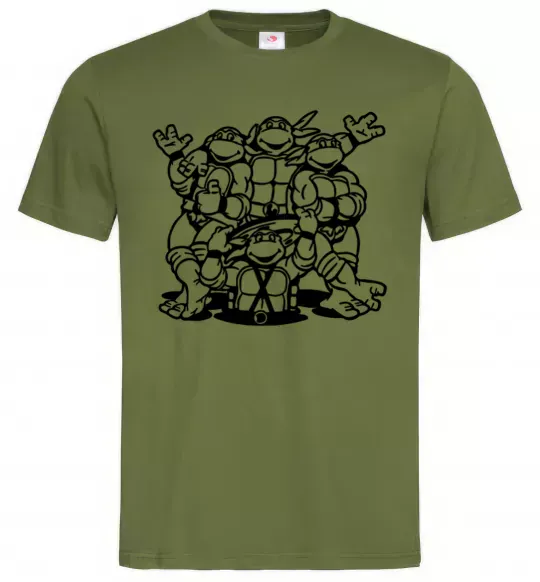 Мужская футболка Черепашки біля люка Оливковый фото