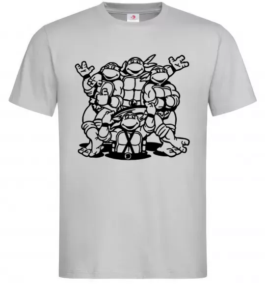Мужская футболка Черепашки біля люка Серый фото