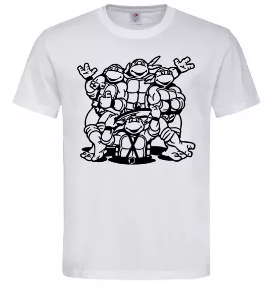 Мужская футболка Черепашки біля люка Белый фото