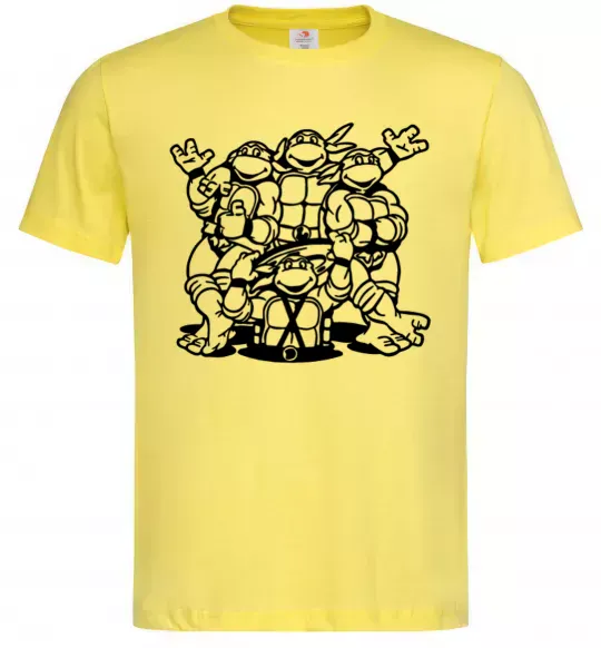 Мужская футболка Черепашки біля люка Лимонный фото