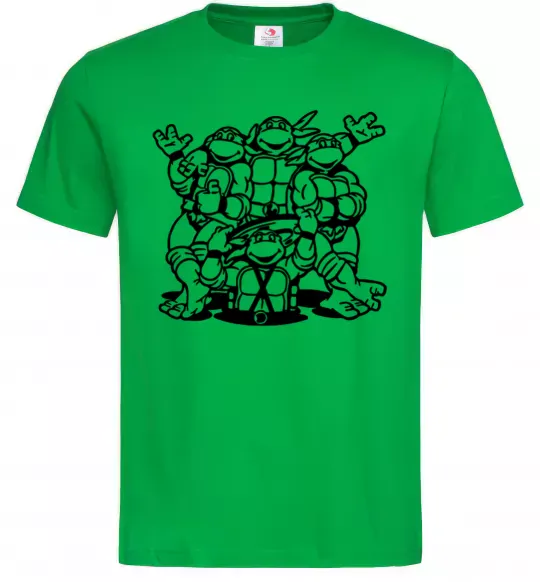 Мужская футболка Черепашки біля люка Зеленый фото