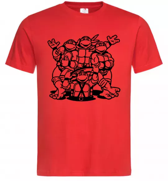 Мужская футболка Черепашки біля люка Красный фото