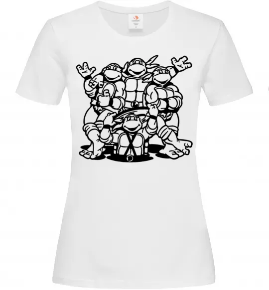 Жіноча футболка Черепашки біля люка Білий фото