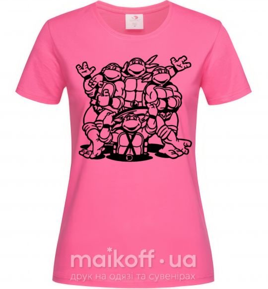 Женская футболка Черепашки у люка Ярко-розовый фото