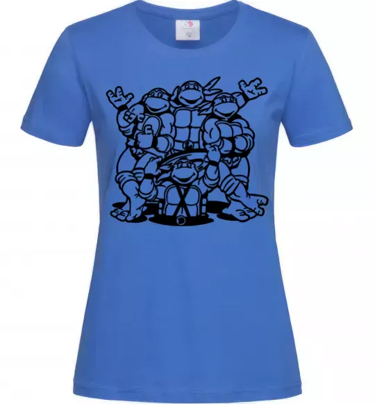 Жіноча футболка Черепашки біля люка Яскраво-синій фото