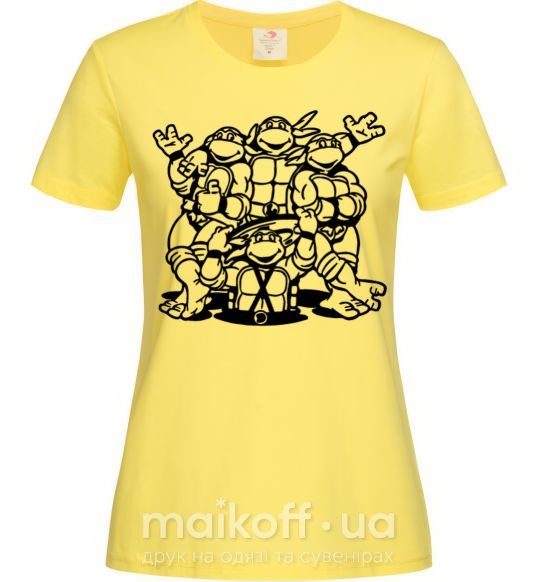 Женская футболка Черепашки у люка Лимонный фото