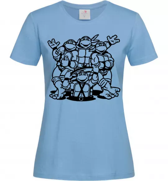 Жіноча футболка Черепашки біля люка Блакитний фото