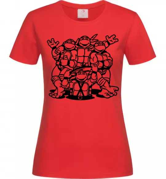 Жіноча футболка Черепашки біля люка Червоний фото
