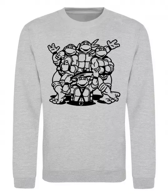 Свитшот Черепашки біля люка Серый меланж фото