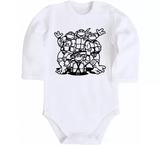 Детский боди Черепашки біля люка Белый фото