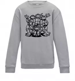 Дитячий світшот Ninja turtles with pizza Сірий меланж фото