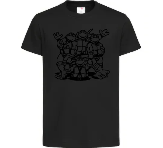 Детская футболка Черепашки біля люка Черный фото