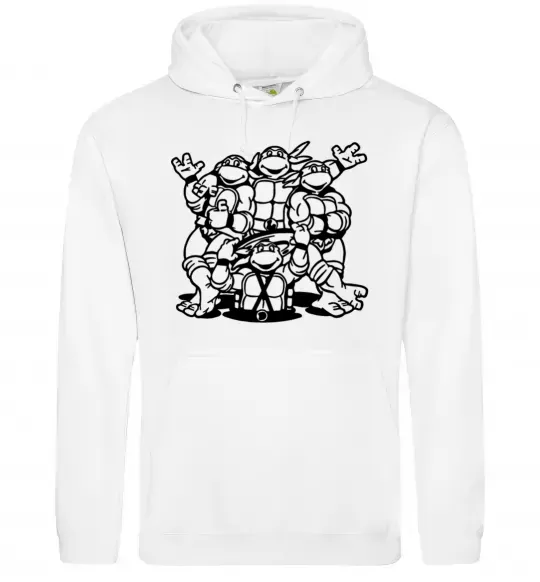 Мужская толстовка (худи) Черепашки біля люка Белый фото