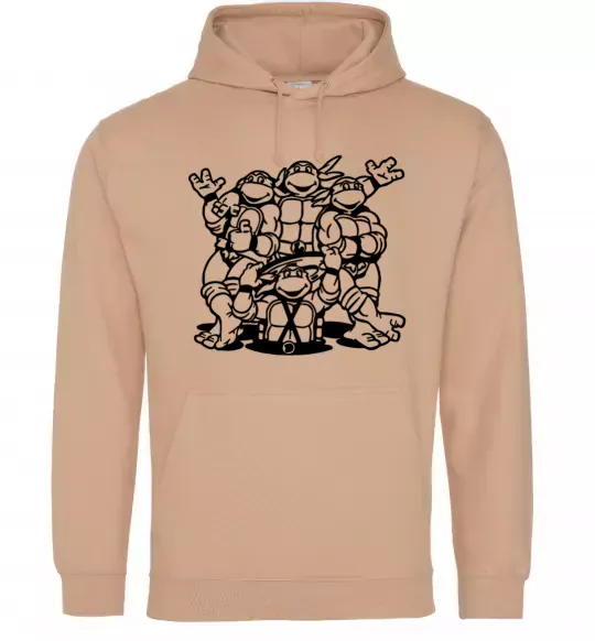 Мужская толстовка (худи) Черепашки біля люка Песочный фото