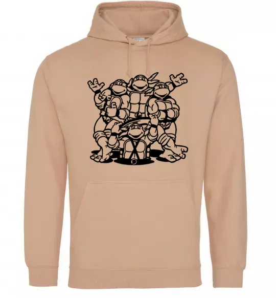 Жіноча толстовка (худі) Черепашки біля люка Пісочний фото