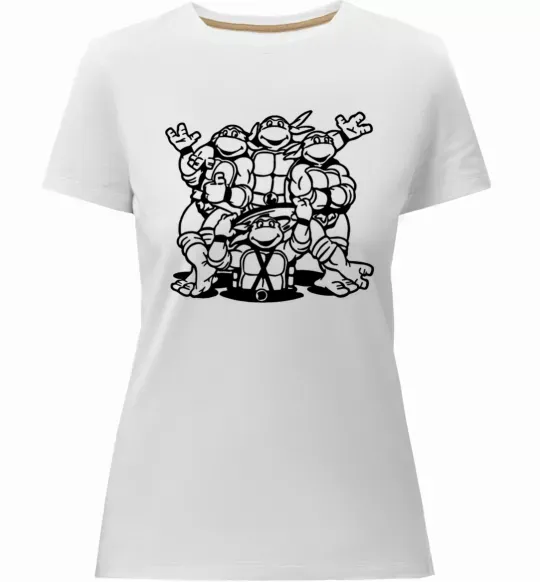 Жіноча преміум футболка Черепашки біля люка Білий фото