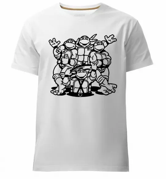 Чоловіча преміум футболка Черепашки біля люка Білий фото