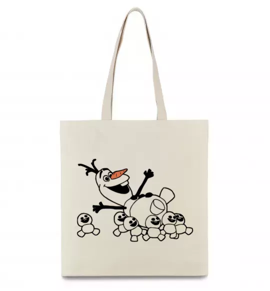 Еко-сумка Олаф та сніговички Бежевий фото