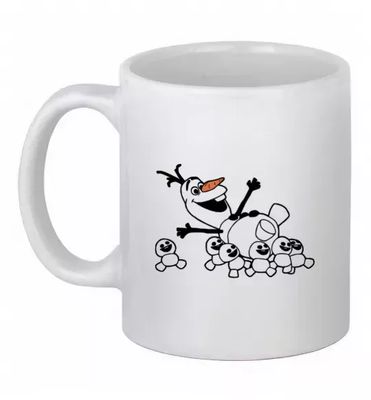 Чашка керамічна Олаф та сніговички Білий фото