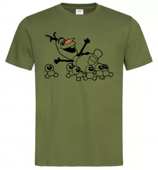 Мужская футболка Олаф та сніговички Оливковый фото